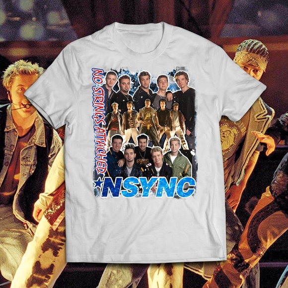 Vintage Style White Nsync Boy Band Tee - Picture 1 of 2